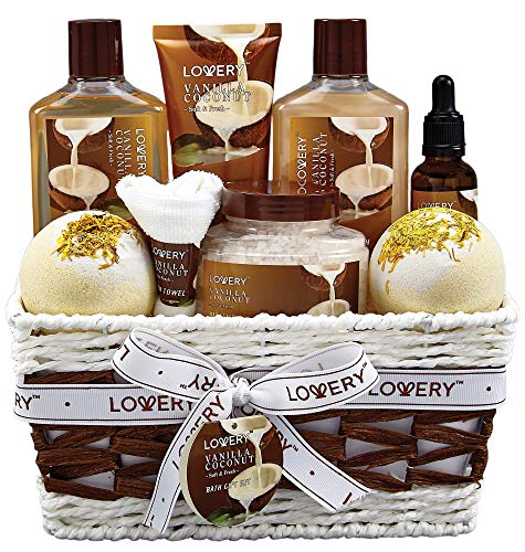 9 Piece Vanilla Coconut Home Spa Gift Basket C134