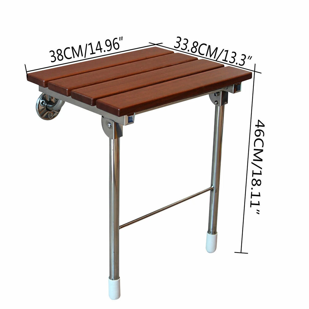 Folding Shower Seat Wall Mounted Wood Bathroom Bench R850