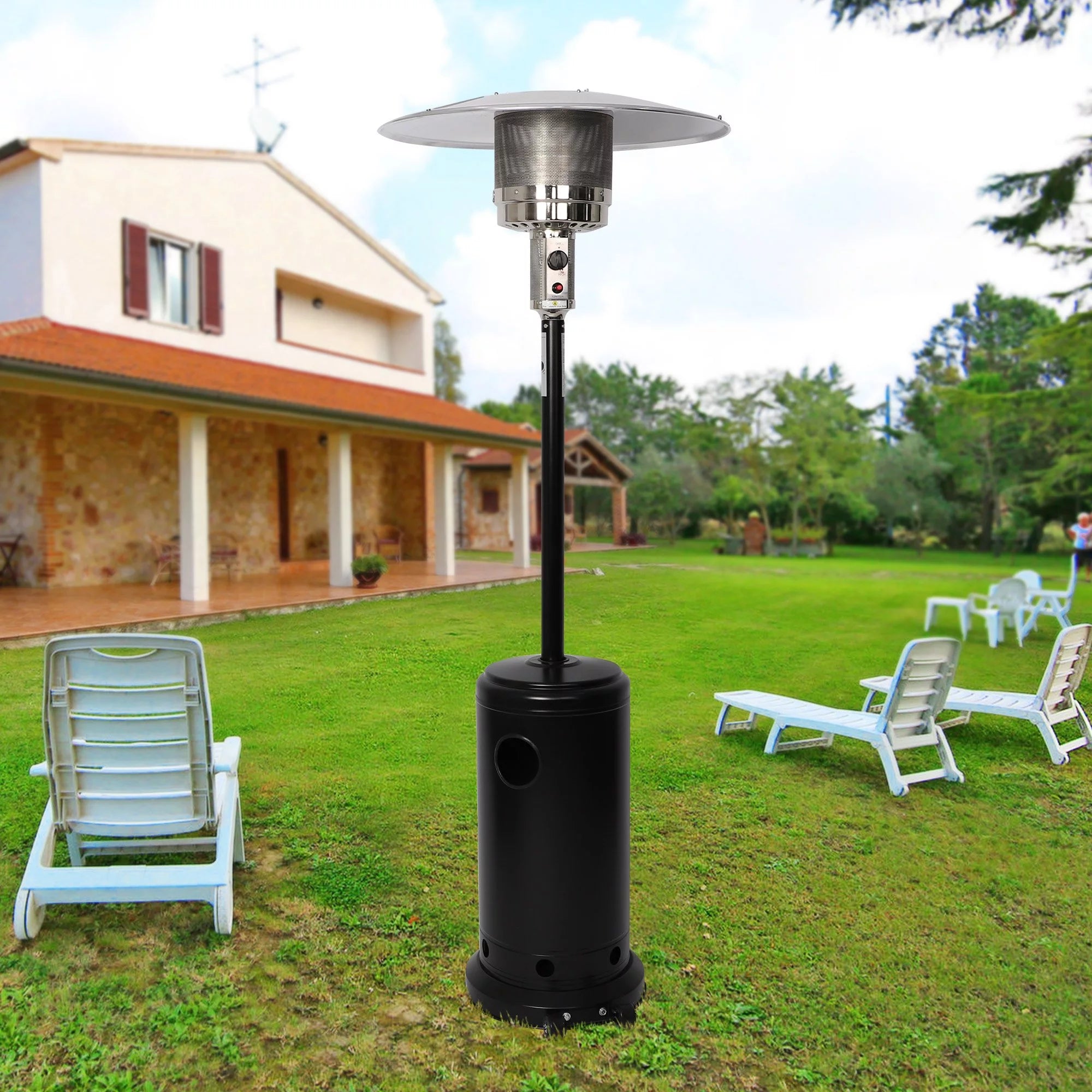 87 High Propane Patio Heater with Wheels V804