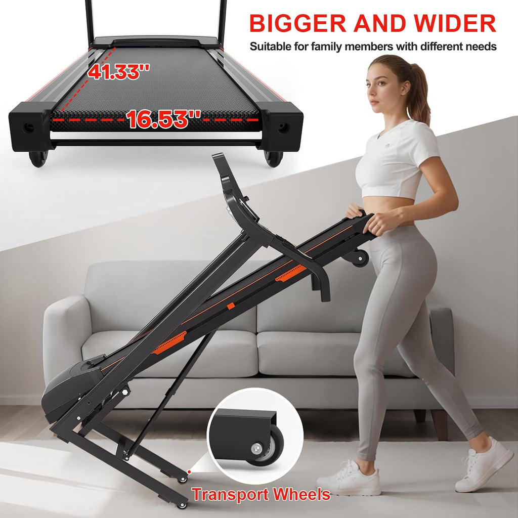 Folding Treadmill with 0-15% Auto Incline, 3.0 HP, 300LBS Weight Capacity E568