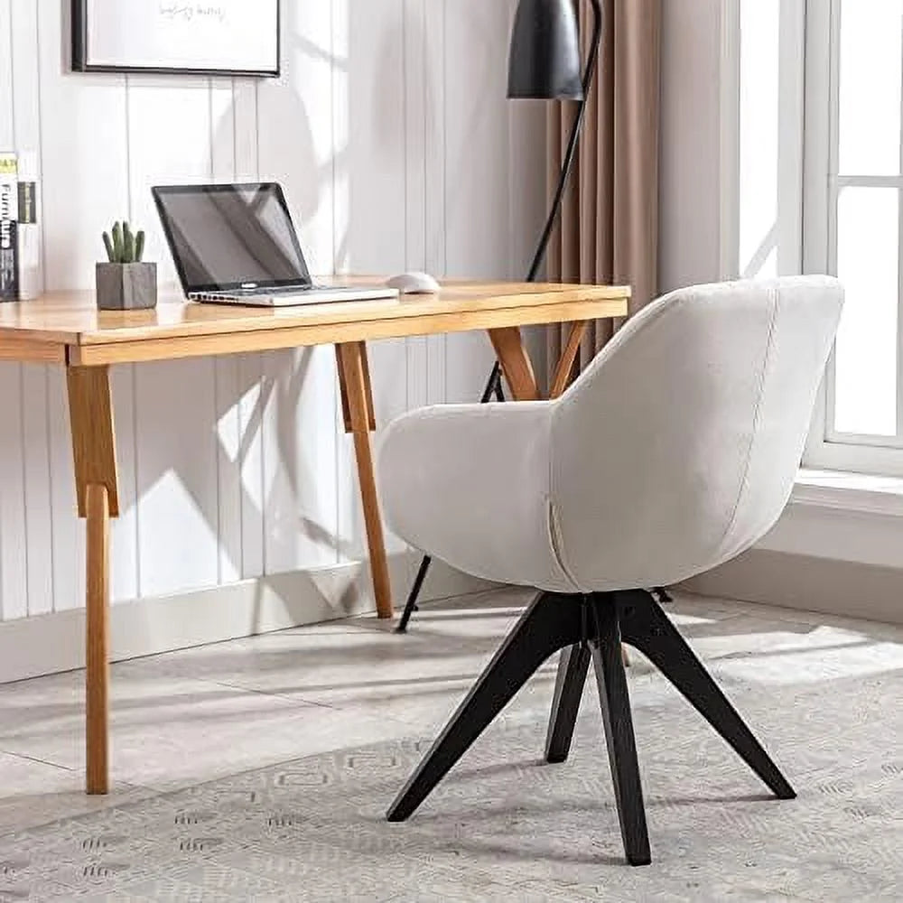 Light Grey Fabric Swivel Armchair with Black Oak Wood Legs V62811