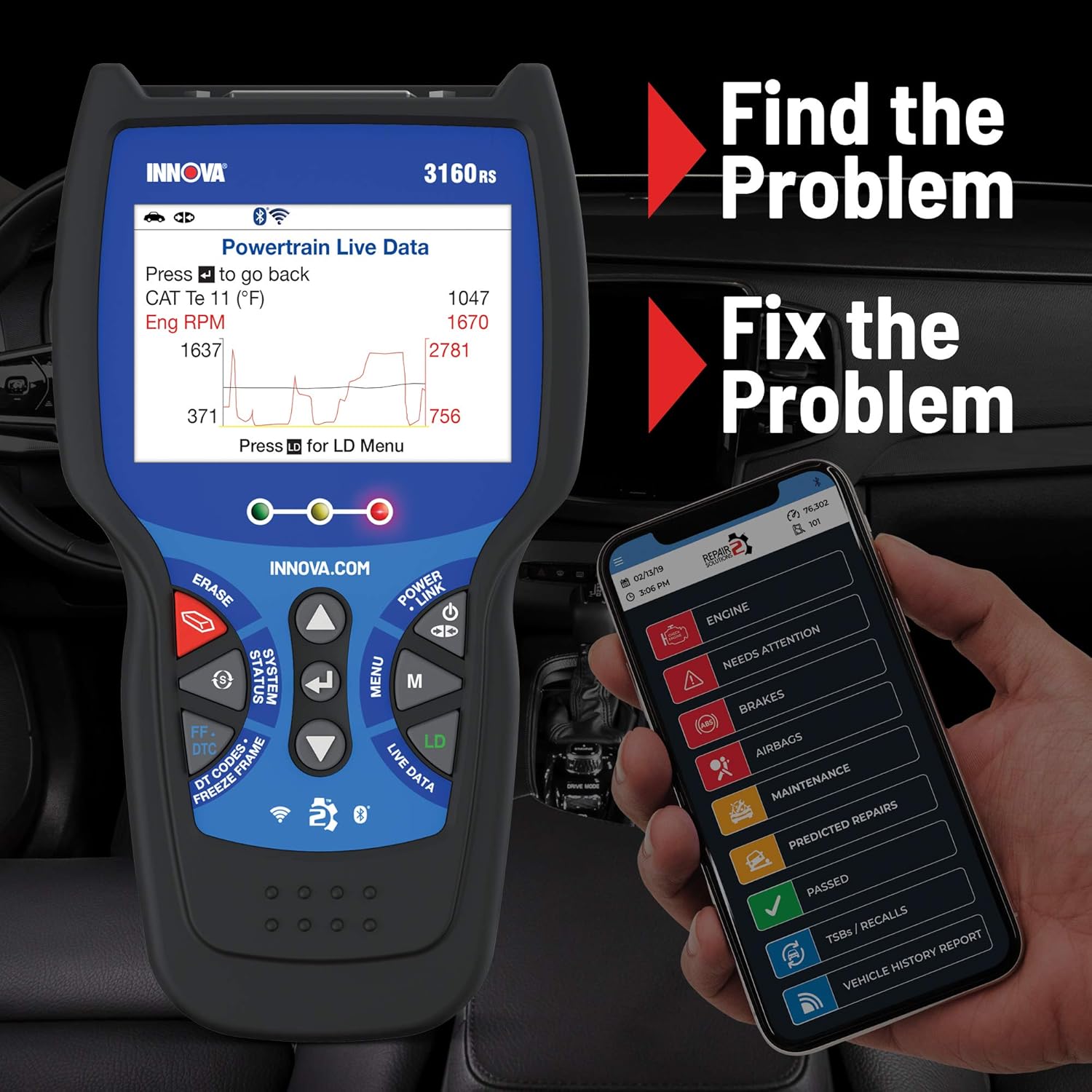 OBD2 Scanner Car Code Reader with Live Data W7305