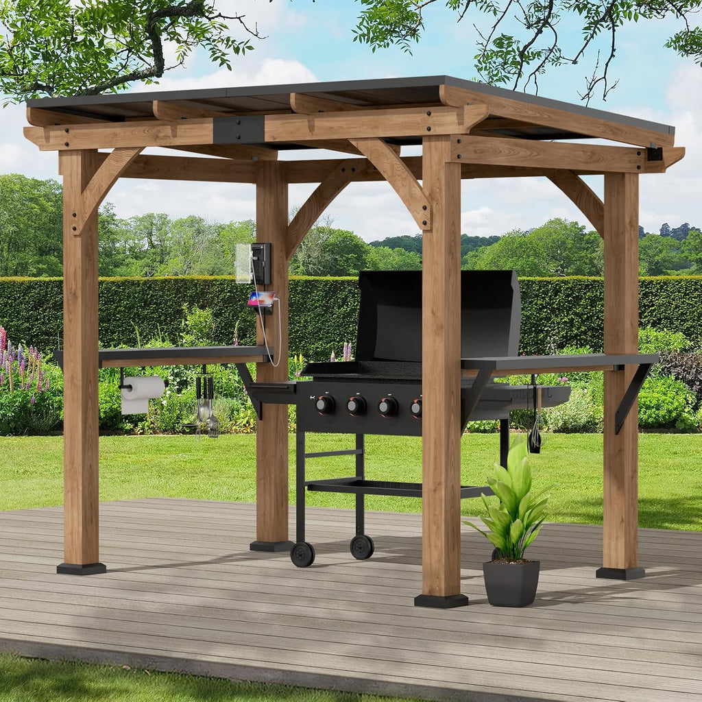 Cedar Wood Grill Gazebo with Galvanized Steel Roof Q34090
