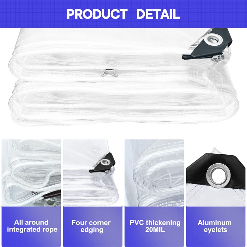 8x8 FT Heavy Duty Clear Vinyl Tarp C388316