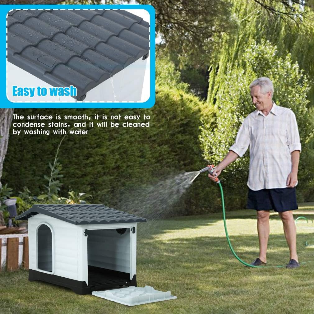 Large Water Resistant Plastic Dog House with Elevated Floor M49803