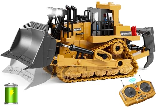 Remote Control Excavator Construction Toys with Metal Shovel & Light, 11CH, 2×1200mAh X2716