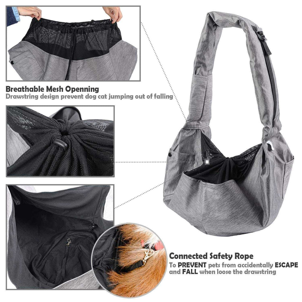 Dog Sling Carrier with Adjustable Padded Shoulder Breathable Mesh F4466