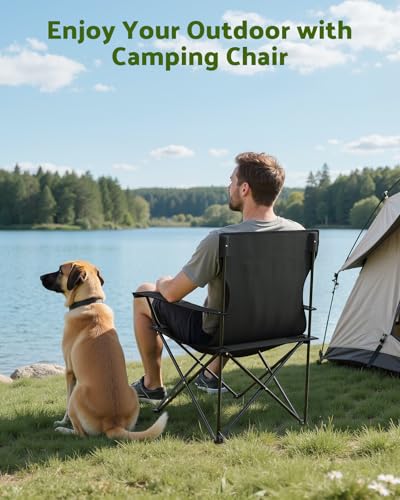 Black Reclining Camping Chair with Removable Footrest L840664