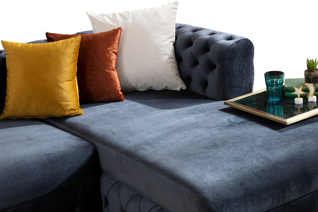 Charcoal Velvet U Shaped Double Chaise Sectional W200365