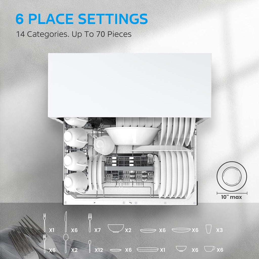 White Portable Dishwasher, 6 Place Settings U781