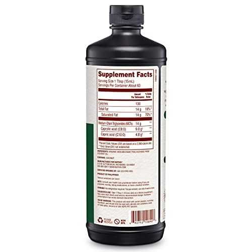Organic MCT Oil, Unflavored, 32 Oz, 14g MCT per Serving U279308