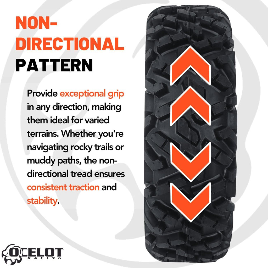25x8x12 UTV Tires All-Terrain Tire 6-Ply Bias Non-Directional Aggressive Tread C7682