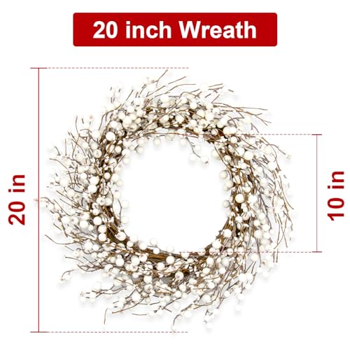 20 Inch Artificial Winter Wreath White Berry Wreath M231354