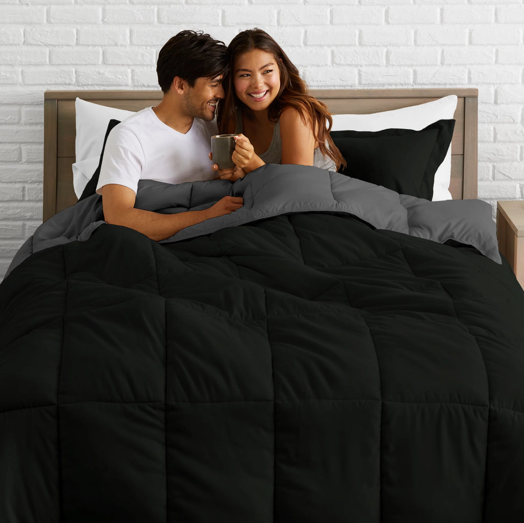 King Black 100% Polyester Plush Comforter P99779