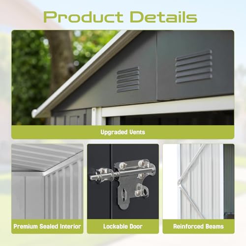 Grey Metal Outdoor Storage Shed G16741