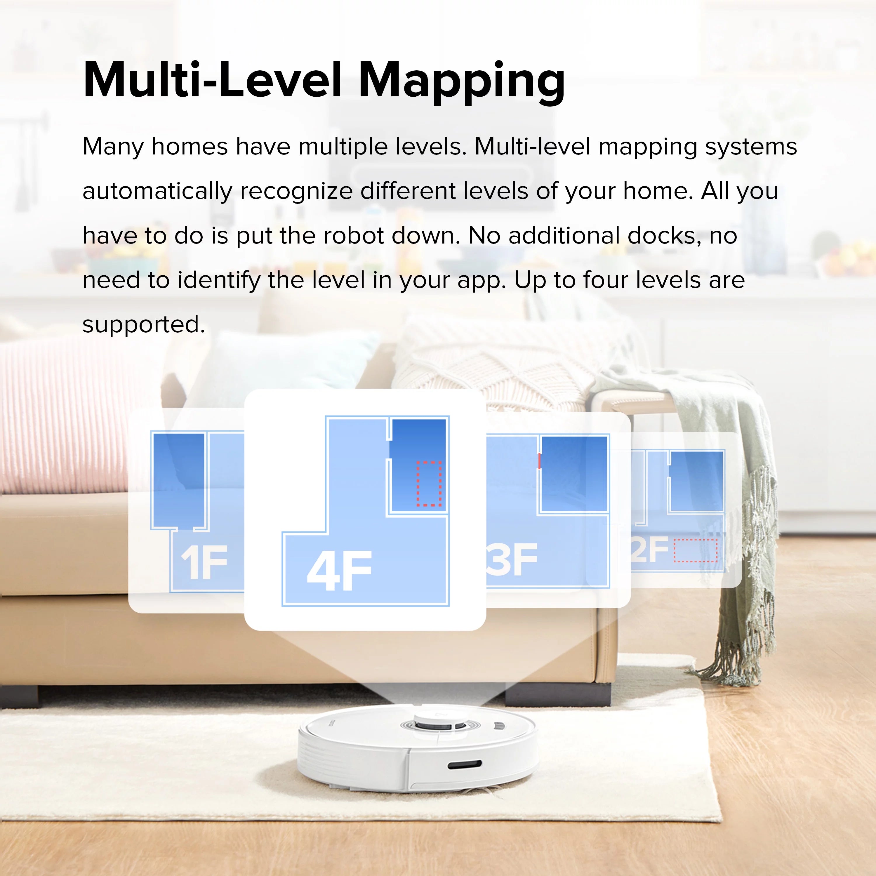 Robot Vacuum Cleaner with Auto-Empty Dock, 4200Pa Suction, White Z6685