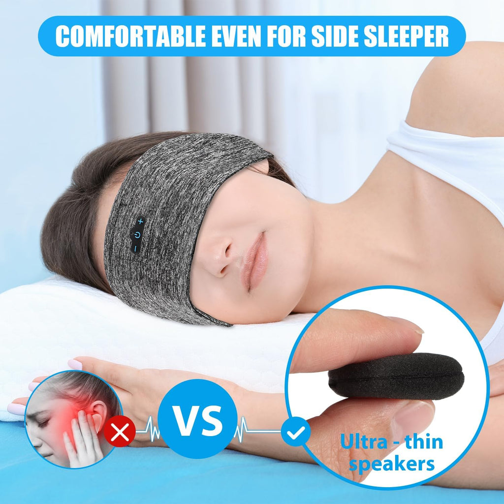 Bluetooth 5.2 Sleep Headphones with Microphone, Black, Grey F39446