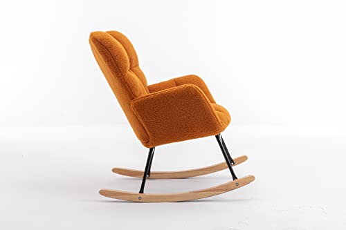 Ivory White Wool Upholstered Rocking Chair A658193