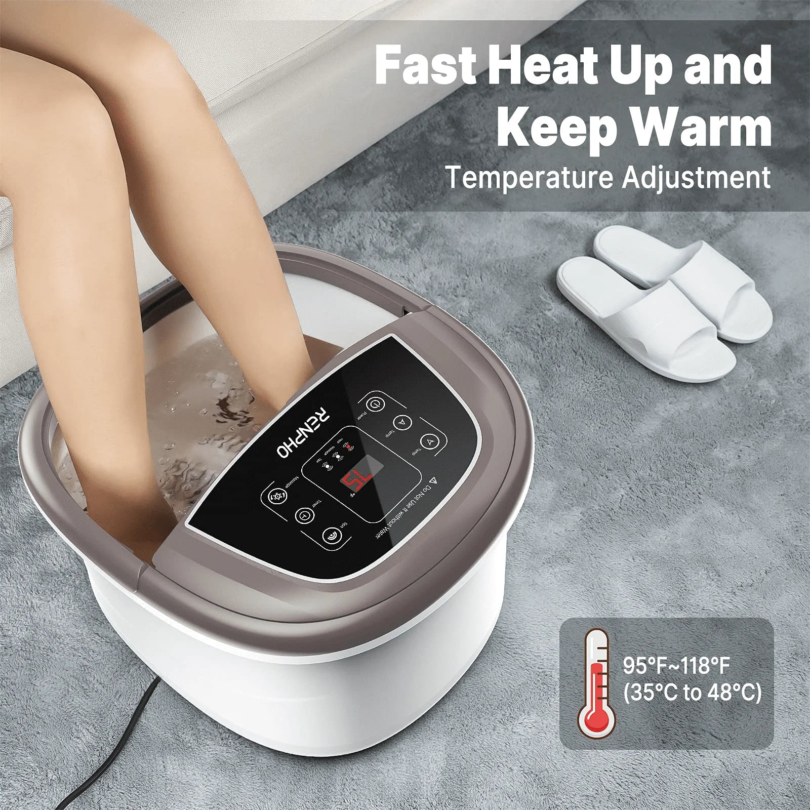 Foot Spa Bath Massager with Heat Bubbles Massage Y3077