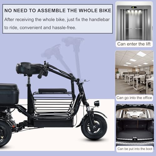 3 Wheel Folding Mobility Scooter 440lbs Capacity 800W 35 Mile Battery Range Red B64975