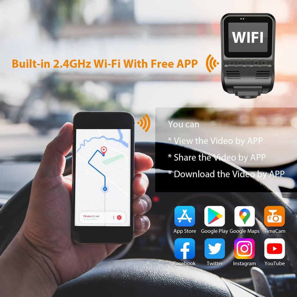 2K 1440P Front and Rear Dash Cam with WiFi GPS Night Vision D4812