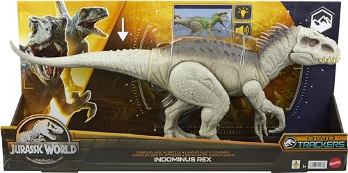 Camouflage 'n Battle Dinosaur Toy, Indominus Rex Figure with Lights, Sounds & Motion T8413