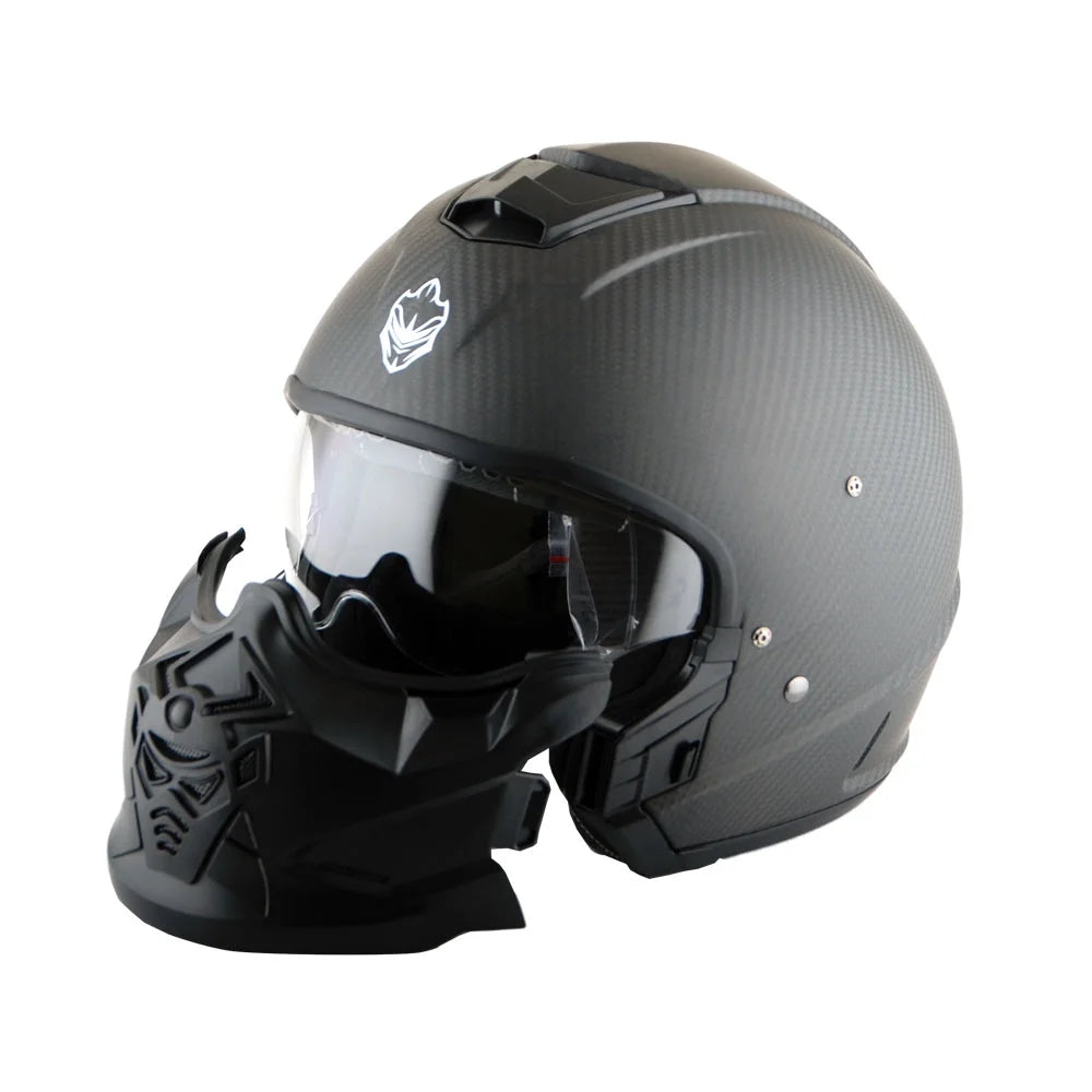 Matt Carbon Black Carbon Fiber Motorcycle Open Face Helmet W1678