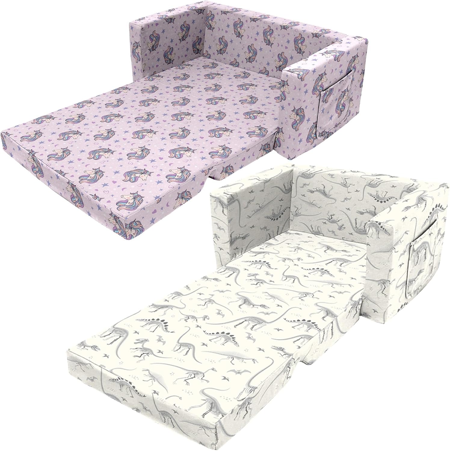 2 Seats Convertible Polyester Kids Sofa with Folding Sleeper S588581