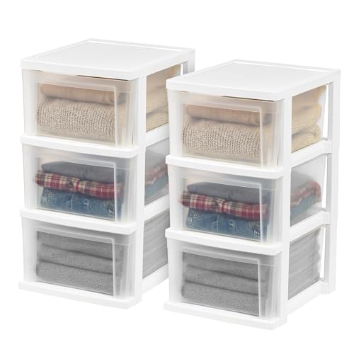 Black/Clear 3-Drawer 2-Pack Plastic Drawer Storage Organizer Y6038