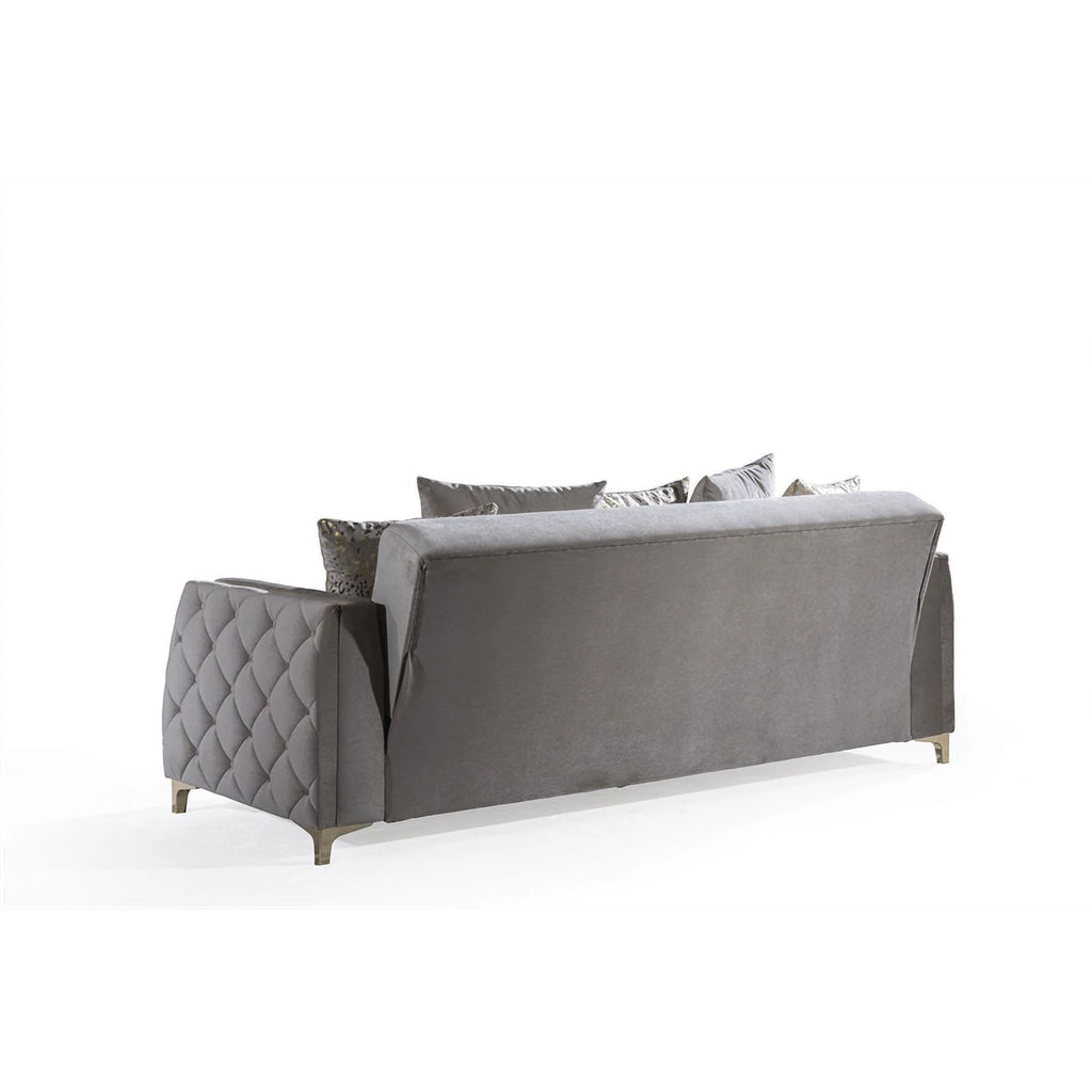 Taupe Sofa with Wood and Under-seat Storage Y26794
