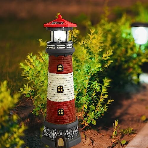 Black Solar Rotating Lighthouse Outdoor Lantern W2831