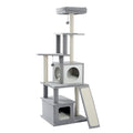 Grey Wood Cat Tree with Sisal Scratching Post Q900165
