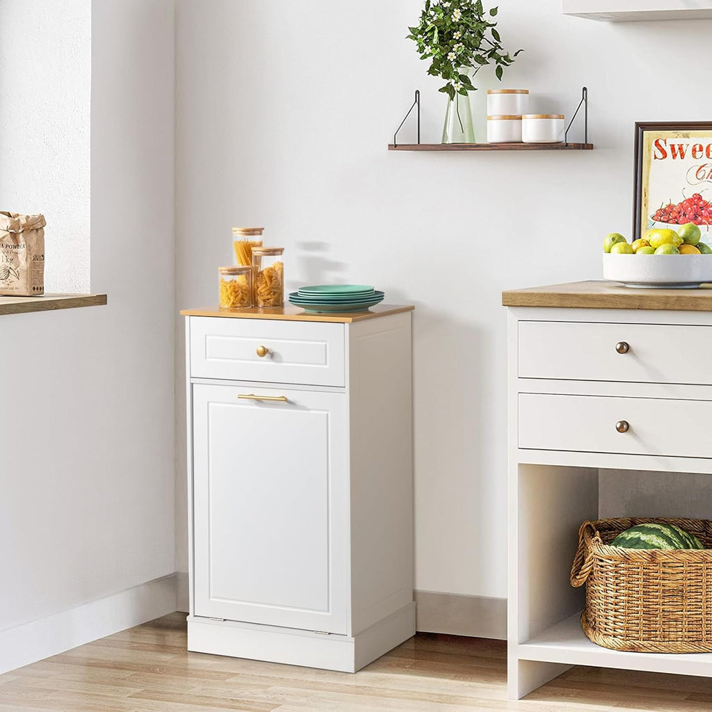 White Tilt Out Laundry Hamper Cabinet with Drawer K152510