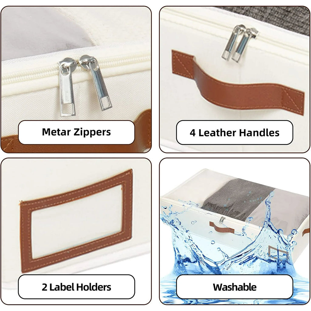 Beige Collapsible Underbed Storage Bag, 2 Pack J51553