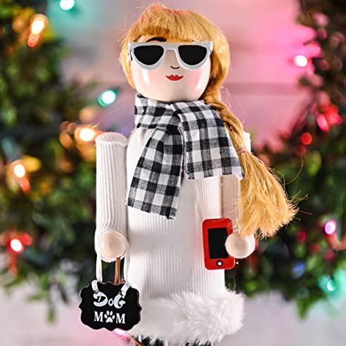 White and Black Wooden Nutcracker Woman 15" T199