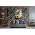 Taupe Sofa with Wood and Under-seat Storage Y26794