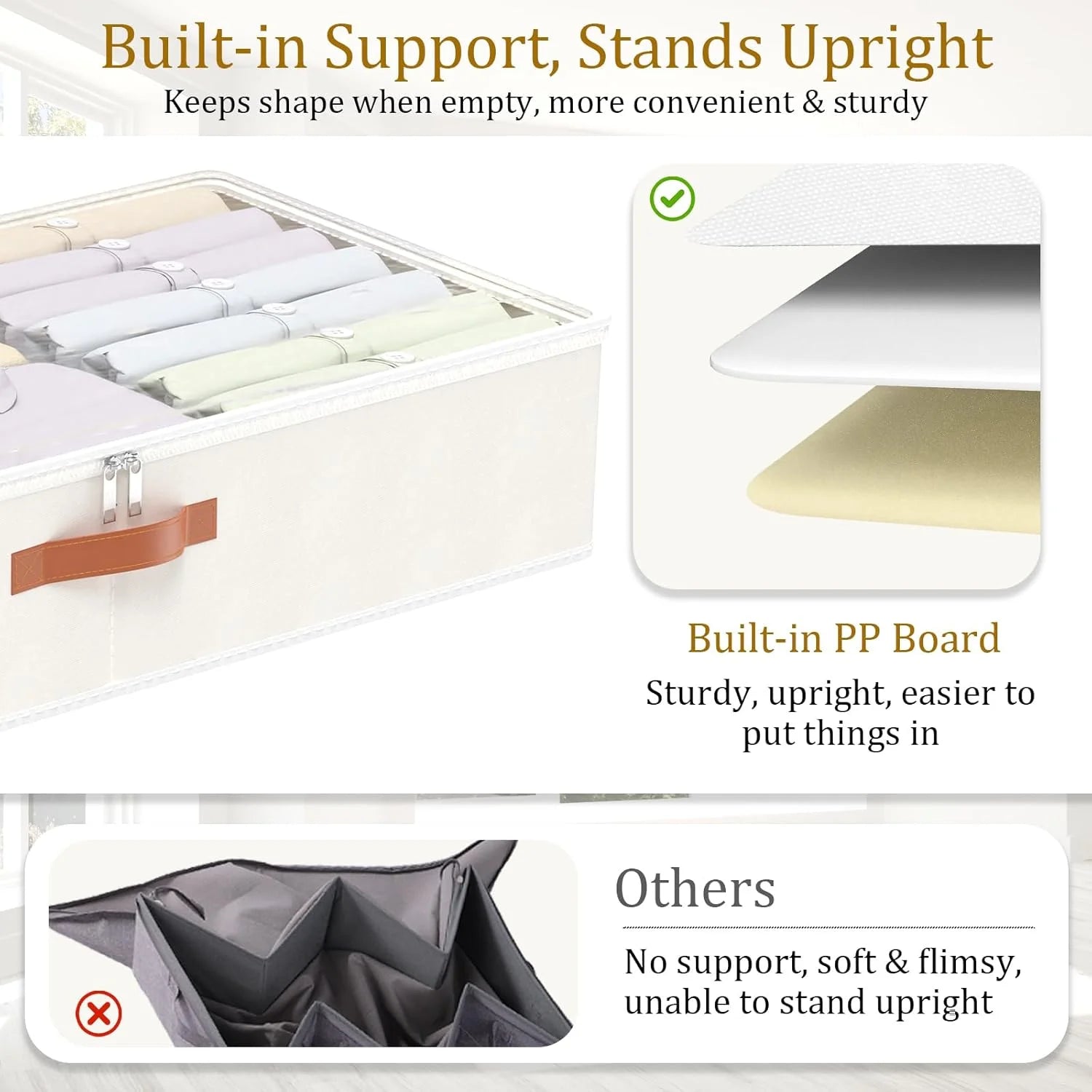 Beige 4 Pack Under Bed Storage Containers with Lids H59306