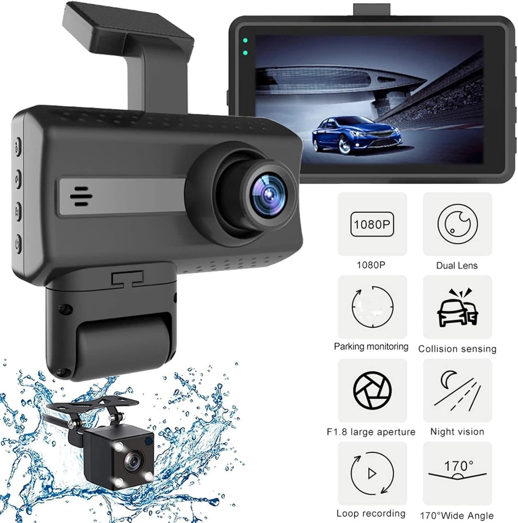1080P FHD Front and Rear Dash Cam with Night Vision F840