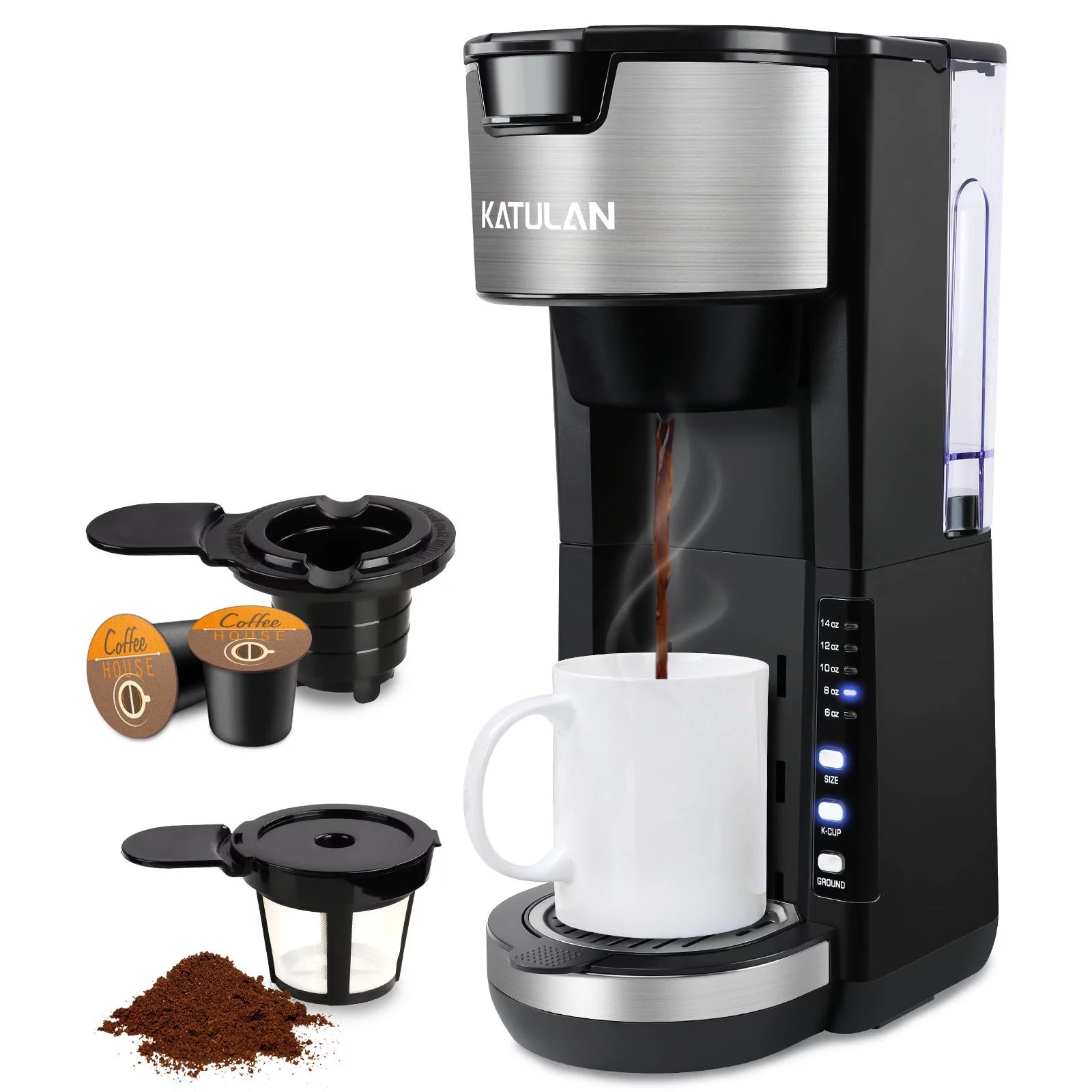 Black Single Serve Coffee Maker with 30 Oz Removable Water Tank P792681