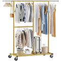 Gold Rolling Heavy Duty Clothes Rack with Wheels 17.7" D x 69.1" W x 71.9" H N184764