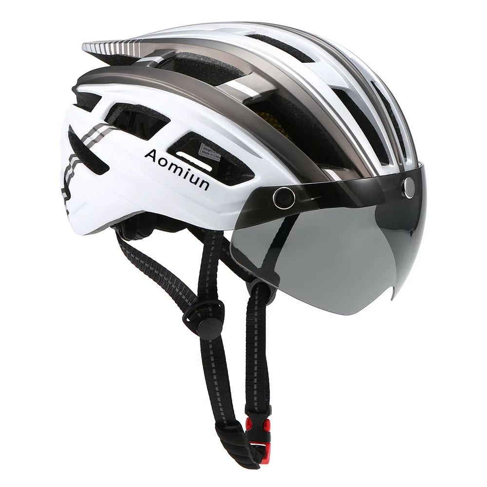 Mountain Bike Helmet with Back Light, Detachable Visor S818505