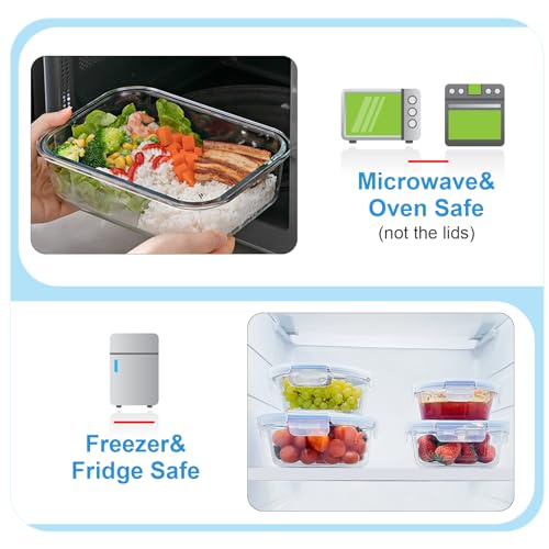 30 Pieces Glass Meal Prep Containers with Lids D461