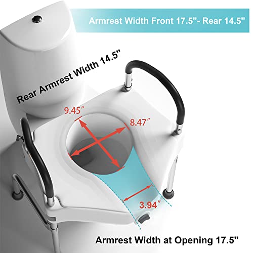 4.5in Raised Toilet Seat with Handles, Heavy Duty Support up to 330lbs, Adjustable Legs E7697