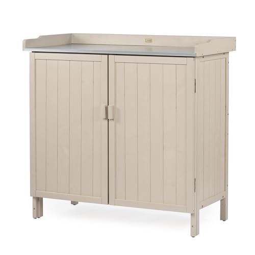Outdoor Storage Cabinet with Potting Bench & Metal Tabletop N659