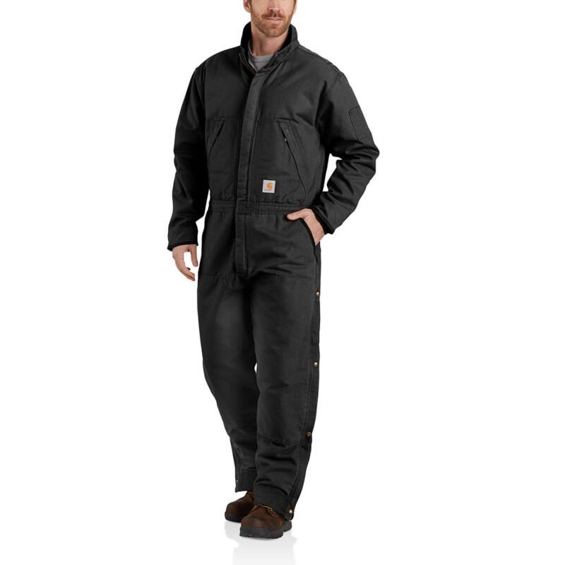 Brown Loose Fit Washed Duck Insulated Coverall U24110