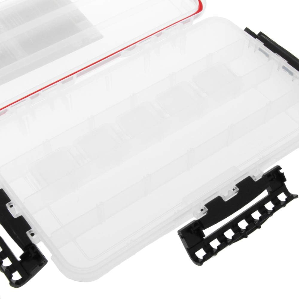 Waterproof Tackle Box, 14" X 9" X 1.875", Clear/Red T211
