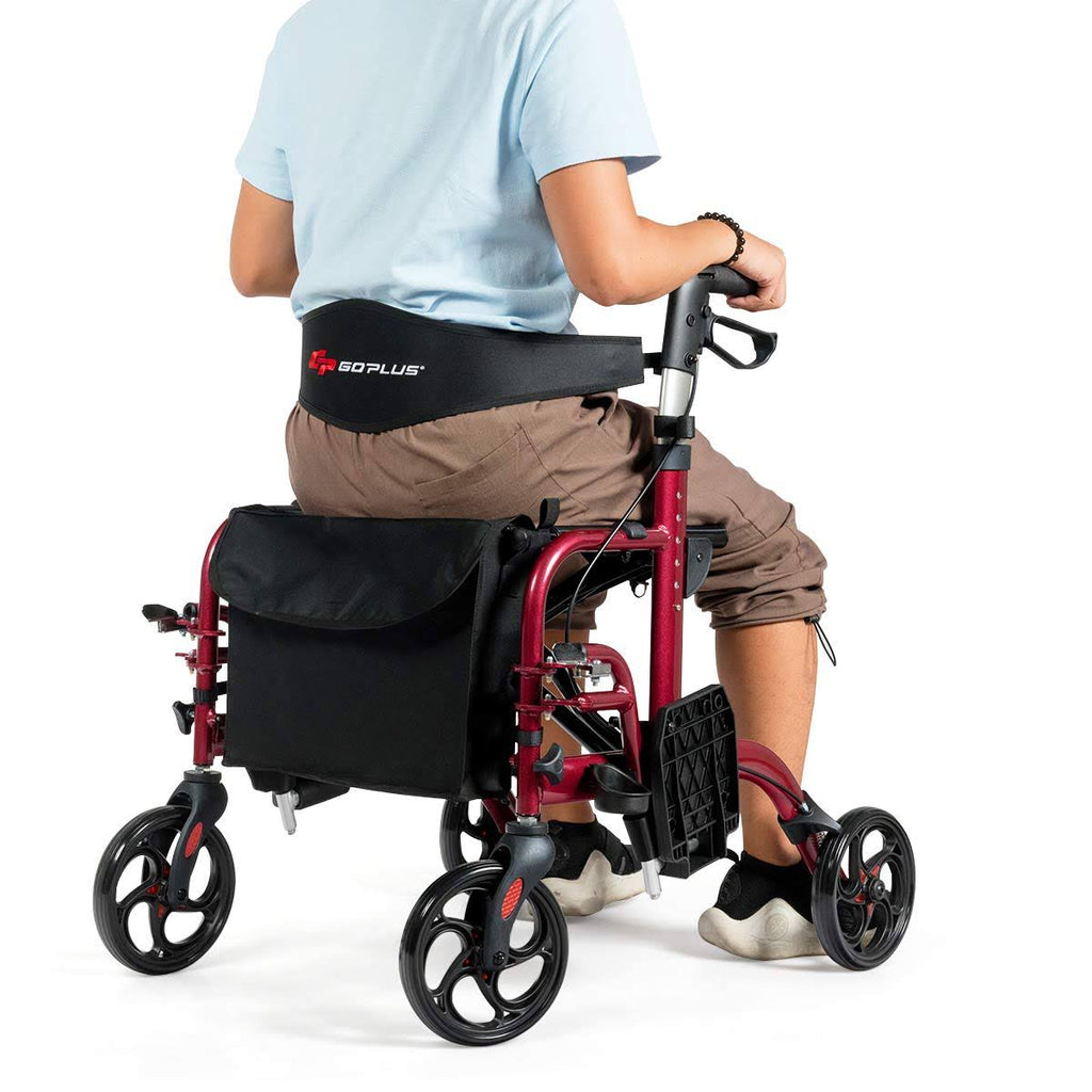 Red Aluminum Adjustable Rollator Walker E9862