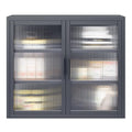 White Double Glass Door Wall Cabinet with Detachable Shelves U5189