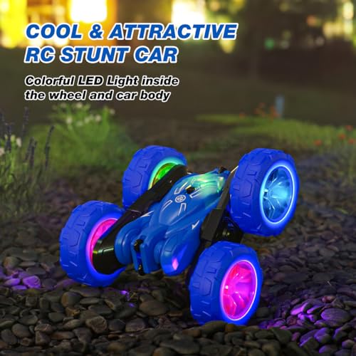 Fast Direct Charging Remote Control Car with LED Lights, 4WD All Terrain RC Stunt Toys J35645