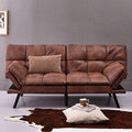 Brown PU Leather Memory Foam Convertible Futon Sofa Bed Y593407